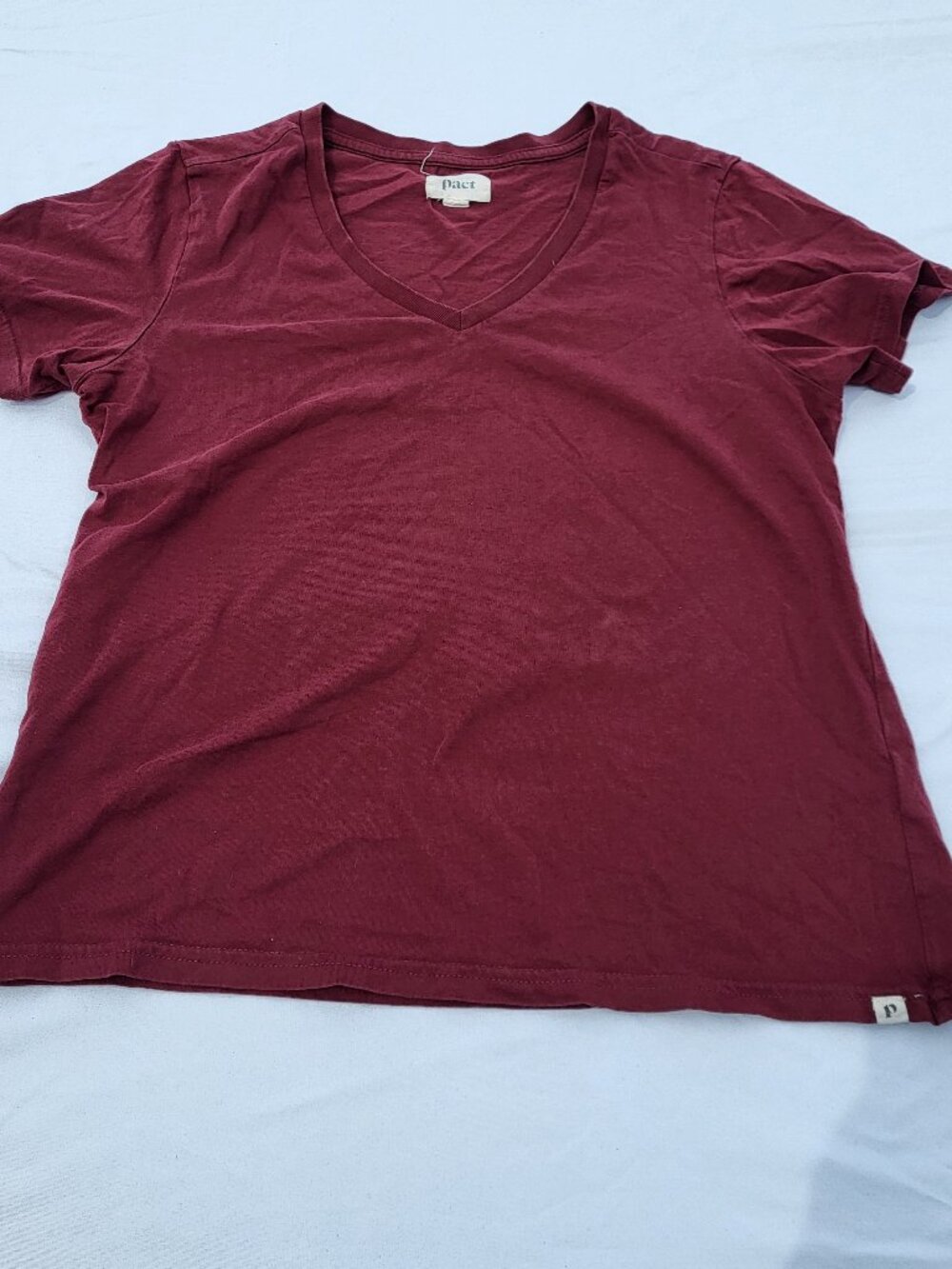 Pact Shirt Women's Small Red Tee Organic Cotton Casual Minimalist Comfort